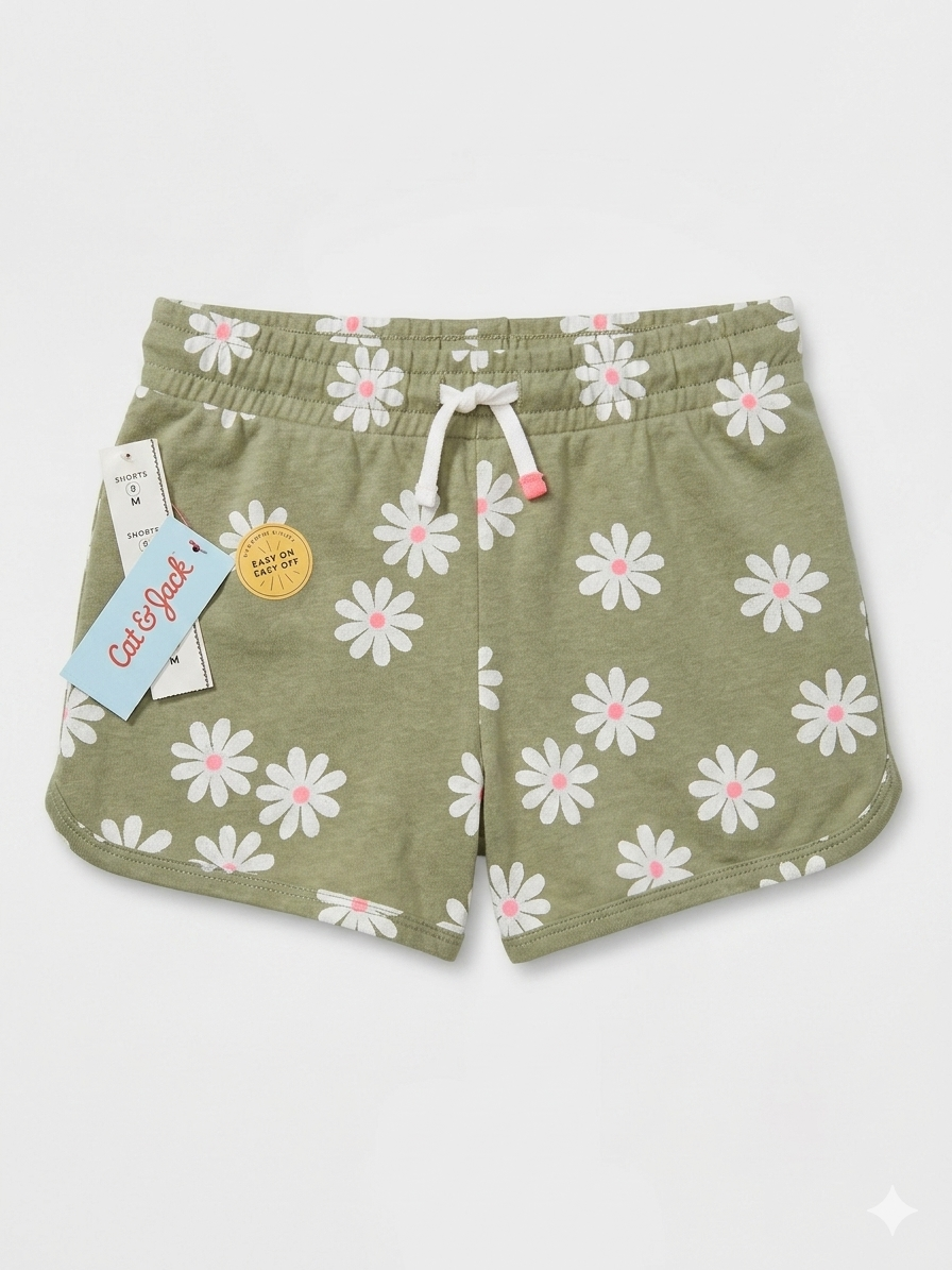 Short Cat & Jack Verde Oliva Estampado Margarita - Talla M (8)