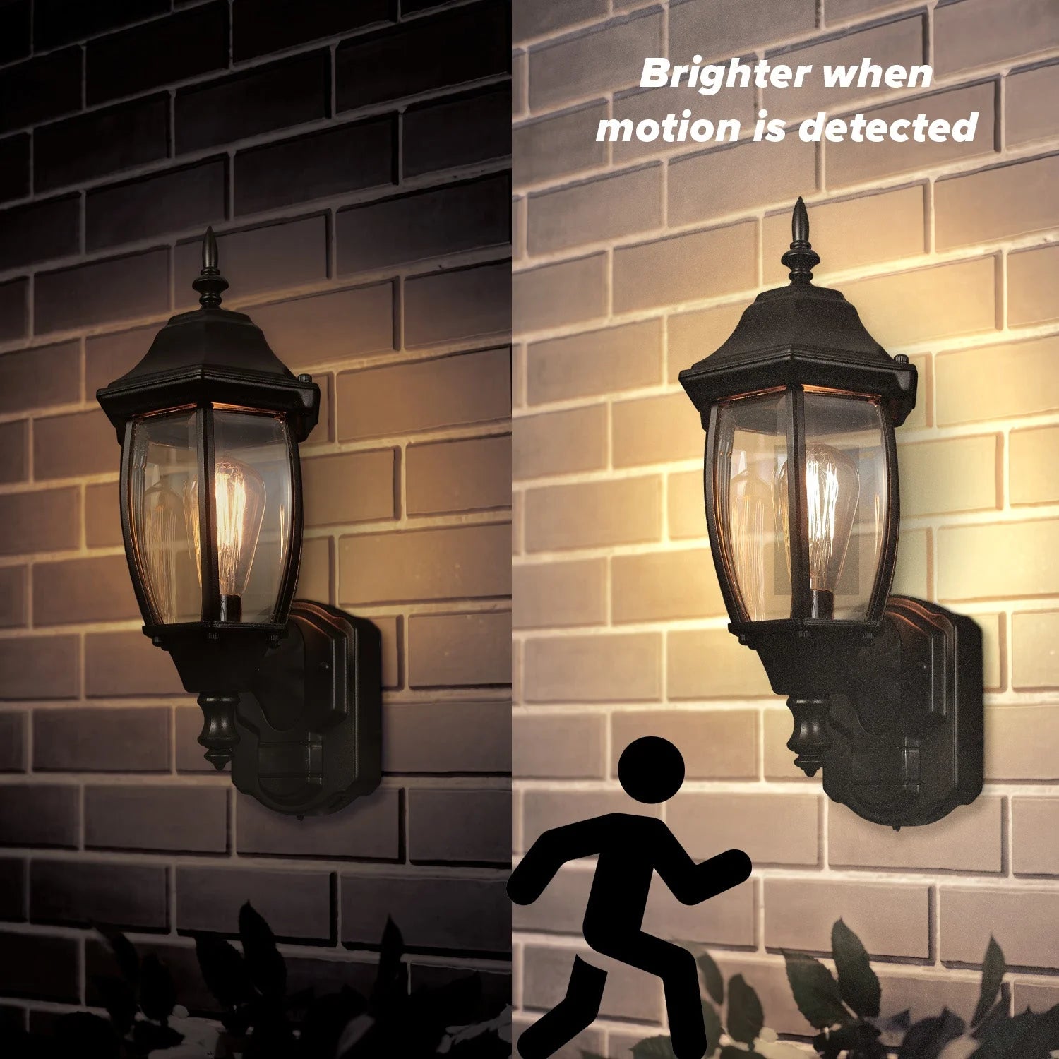 Globe Electric Ashford Linterna de Pared LED Negra Mate con Sensor de Movimiento